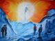 Venus aus dem Eis - Ingrid RÃ¶hrl - Acryl auf Leinwand - Fantastisch-Menschen-Eis-Wolken-Sonstiges-Feuer-Winter - Fotorealismus-Surrealismus