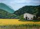 Sonnenblumenfeld in der Provence - Ingrid RÃ¶hrl - Acryl auf Leinwand - BÃ¤ume-Sonnenblumen-Berge-GefÃ¼hle-Sommer - Fotorealismus-Impressionismus-Realismus
