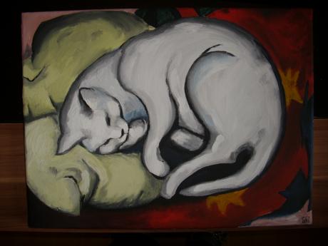 weiße Katze - angelehnt an Franz Marc - Christin Dahms - Array auf Array - Array - Array