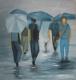 Regenschirme - Barbara Schui - Acryl auf Leinwand - Menschen-Regen - Klassisch