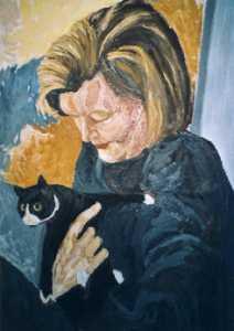 Selbstbildnis mit Katze -Regina Schween- - Regina Schween -  auf  - Array - 