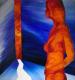 Blau in Orange - Piet Zucker - Ãl auf Leinwand - Abstrakt-weiblich - Abstrakt