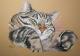 Katzen liegend in Pastell  - Gaby Lukas -  auf  -  - 