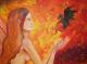 Elfe und Drache - Katja Humbs - Acryl auf Leinwand - Fantastisch-Mystik-Feuer - 