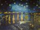 Sternennacht Ã¼ber der RhÃ´ne nach Vincent van Gogh  - Christin Dahms - Acryl-Sonstiges auf Leinwand - FluÃ - Expressionismus