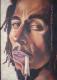 Bob Marley mit Spliff - Peter Zahlten - Ãl auf Holz - MÃ¤nner - 