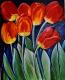 Rote Tulpen in der Nacht - Rebekka KÃ¤nel - Ãl auf Leinwand - Blumen - 